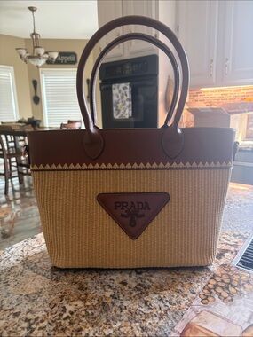 Prada basket tote bag